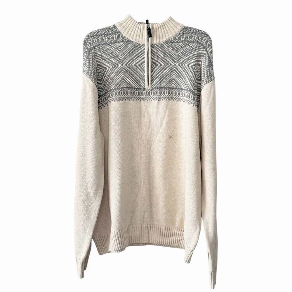Chaps Oatmeal 1/4 Zip‎ Pullover Sweater Sagamore Argyle Western Dad